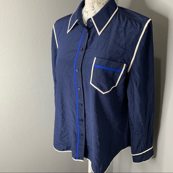 Tory Burch Tops - Tory Burch Contrast Binding Silk Button Top 12